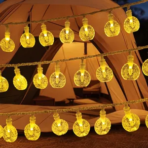 LED string lights for room and camping decoration, warm yellow bulb hanging fairy lights for party.