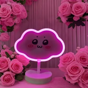 Süße rosa Wolke Neonlicht Detailaufnahme, LED Ambient tischlampe dekoration für schlafzimmer.