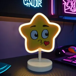 LED Stern Schreibtischlampe mit süßem Gesicht, perfekte Nachttischleuchte für Schlafzimmer Deko.