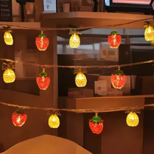 LED strawberry pineapple string lights warm ambient lighting for bedroom room decor