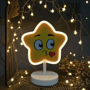 Stern LED Schreibtischlampe mit süßem Gesicht, UV Handwerk Desktop Atmosphäre Licht.