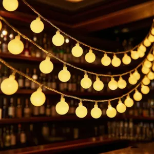 LED globe string lights warm ambient lighting outdoor courtyard camping room decoration