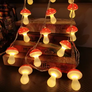 Outdoor LED mushroom string lights cozy warm fairy lights for bedroom patio garden party decor