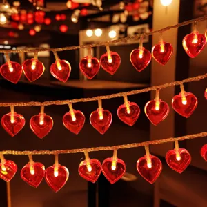 LED Heart String Lights Romantic Red Love Shaped Night Fairy Light For Valentine Proposal Garden Bedroom Decor Party Supplies