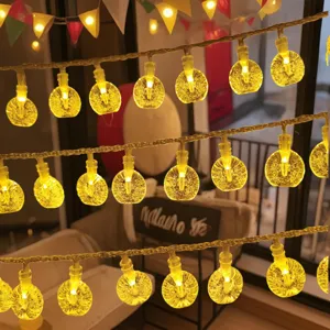 Decorative LED string lights with warm glow bulbs, perfect for room bedroom party holiday decor.