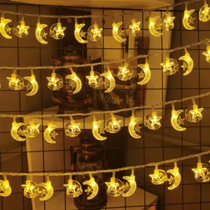 LED star and moon string lights warm fairy lights for kids bedroom tent decor party