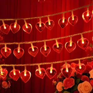 Romantic red heart LED string lights fairy lights for Valentine's room party decor