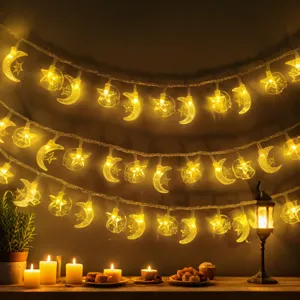 Star moon fairy string lights battery operated for room tent ambient decorative lighting