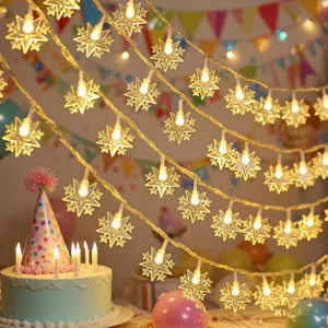 LED star string lights warm white fairy lights for birthday party room indoor bedroom decorative.