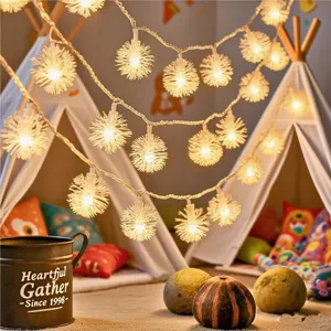 LED fluffy ball string lights cozy warm fairy string lights for bedroom room decor
