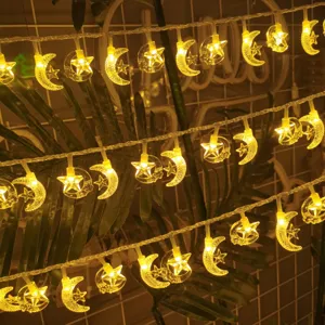 LED Star Moon String Lights Battery Operated Fairy Lights Bedroom Tent Decorative Warm Lighting