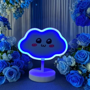 LED süße Wolke Neon Nachtlicht mit Sockel Schlafzimmer Zimmer Deko Atmosphäre Lampe blau