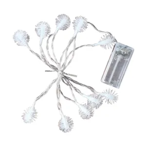 LED fluffy ball string lights battery operated white fairy lights for bedroom decoration