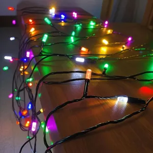 LED colorful string lights detail view, perfect for bedroom and indoor room ambiance.
