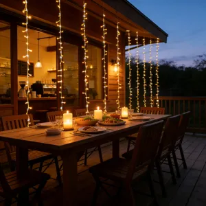 LED waterfall curtain string lights for indoor bedroom balcony festive ambient decoration setup
