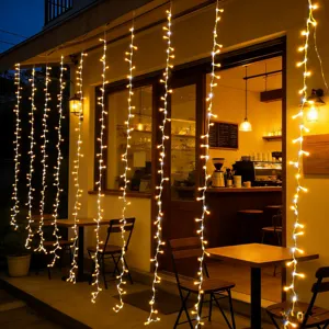 LED curtain lights warm white string lights for bedroom balcony and holiday decoration