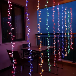 LED curtain fairy lights string for bedroom balcony holiday party indoor decor colorful.