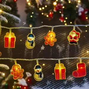LED acrylic Christmas string lights detail, glowing holiday ornaments for festive room decor.