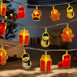 LED acrylic Christmas string lights detail view, warm lighting festive holiday decor ambient lamp.