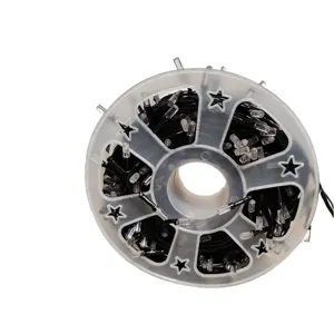 LED crystal string lights wound on a plastic spool for Christmas and room indoor decor.