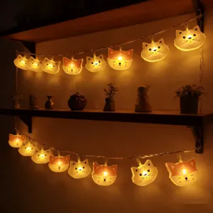 LED acrylic cat string lights warm fairy lights for bedroom kids room warm ambient decor interior.