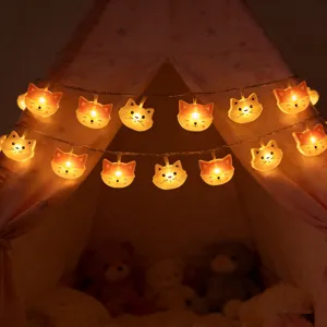 LED Acrylic Cat Fairy String Lights Kids Room Cute Animal Decor Bedroom Ambiance Lighting