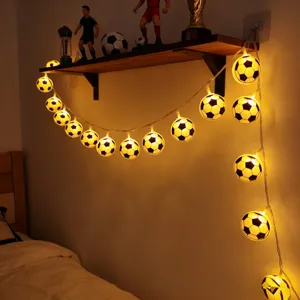 LED soccer string lights for bedroom decoration, warm white football decorative mood lights.