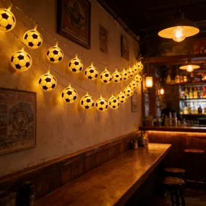 LED football string lights for room decor world cup theme bar atmosphere lighting warm white