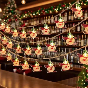 LED Christmas Snowman Solar String Lights Outdoor Fairy Lights For Holiday Party Garden Decorative Lights