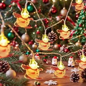 Solar Christmas snowman LED string lights for outdoor holiday party and room decoration.