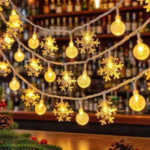 LED snowflake and bubble ball string lights, perfect for Christmas party and room decoration.