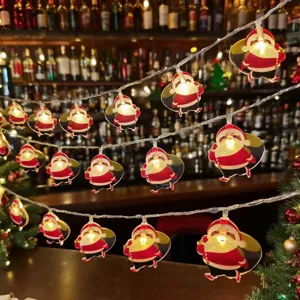 LED Santa Claus String Lights Battery Operated Christmas Fairy Lights For Holiday Party Bar Room Decor Christmas Decorations