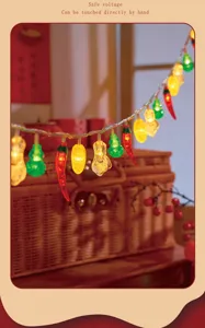 LED string lights with chili and corn shapes, perfect for New Year room and balcony decor.