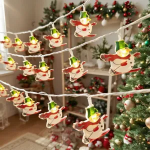 LED Christmas snowman string lights outdoor solar fairy lights holiday party decoration