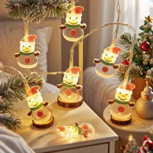 Christmas LED snowman string lights for holiday indoor home room bedroom festive party decoration.