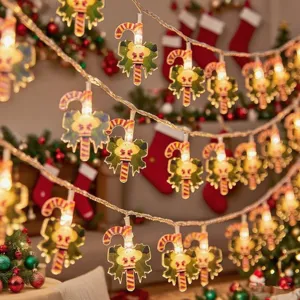 LED Weihnachts-Zuckerstangen-Lichterkette für Party Schlafzimmer Raumdekoration warmes Licht.