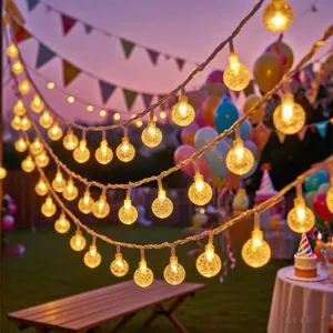 LED crystal ball string lights solar powered outdoor fairy lights for garden party decor