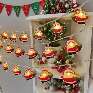 LED Santa Claus string lights battery operated festival party room decoration closeup