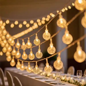 LED Crystal Ball String Lights Warm White Solar Battery USB Powered Waterproof Fairy Lights For Outdoor Garden Wedding Party Room Decoration