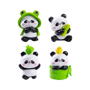 Mini Cute Panda Frog Resin Figurine Micro Landscape Ornament Desktop Car Decor DIY Craft Toy Miniature Animal Statue