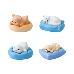 Micro Paysage Créatif Animal Dormant Résine Figurine Mignon Chat Chiot Ours Canard Mini Bureau Voiture Ornement Décor