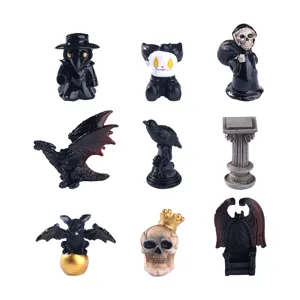 Halloween Micro Paisaje Miniatura Adornos de Resina Espeluznante Esqueleto Payaso Médico de la Peste Fantasma Figuritas Bricolaje Fiesta Hogar Decoración