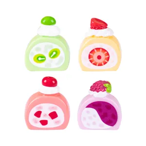 Miniature Resin Simulation Dessert Fruit Cake Roll Food Play Micro Landscape Decorative Ornaments Cartoon Miniature Table Desk Decor Accessories Gift