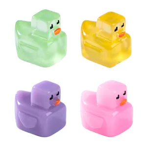 Creative Luminous Grid Block Little Yellow Duck Resin Figurine Miniature DIY Micro Landscape Desktop Ornament Accessory