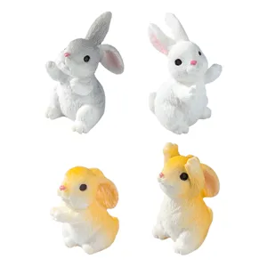 Mini Figuras de Conejo de Pascua de Resina Musgo Micropaisaje Manualidades DIY Escritorio Coche Adornos Accesorios de Decoración del Hogar