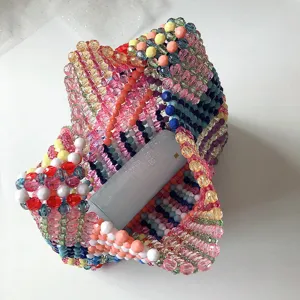 Sac à main artisanal en perles colorées sac cabas tissé d'été sac bandoulière élégant pour femmes