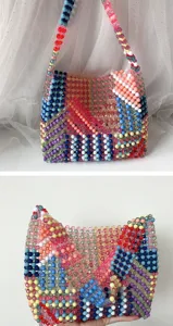 Sac à main artisanal en perles colorées avec design géométrique pour femmes été mode