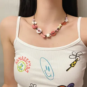 Kleurrijke kraal knop ketting dopamine stijl ster hart sleutelbeen sieraden voor vrouwen