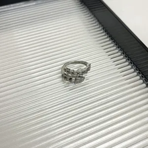 Exquisiter silberner schlangenförmiger Zirkon Ring und Ohrklemme, stilvoll und minimalistisch.