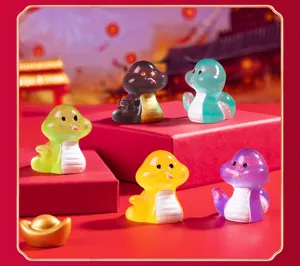 Detailed view of colorful luminous snake resin mini figurines, perfect for desktop micro landscape.